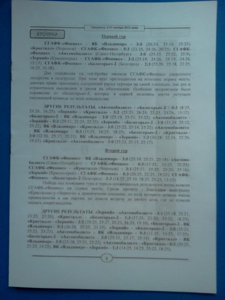 волейбол Смоленск 2012 / 2013 3-й тур / участники в описании