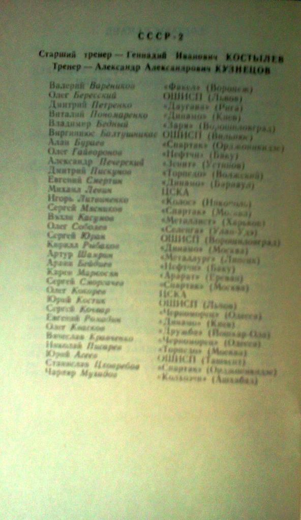 турнир Гранаткина 1986 / юноши СССР сборная Бельгия Франция США ФРГ 2