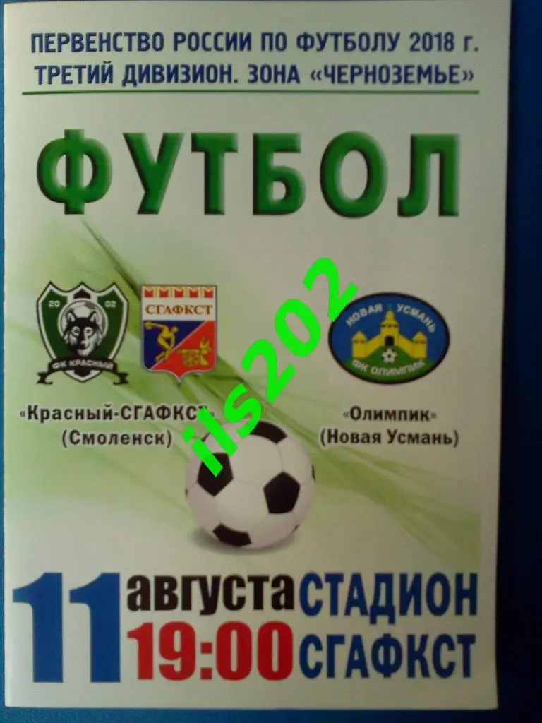 Красный- СГАФКСТ Смоленск - Олимпик Новая Усмань 2018 официальная