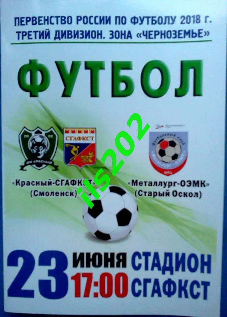 Красный- СГАФКСТ Смоленск - Металлург-ОЭМК Старый Оскол 2018 официальная