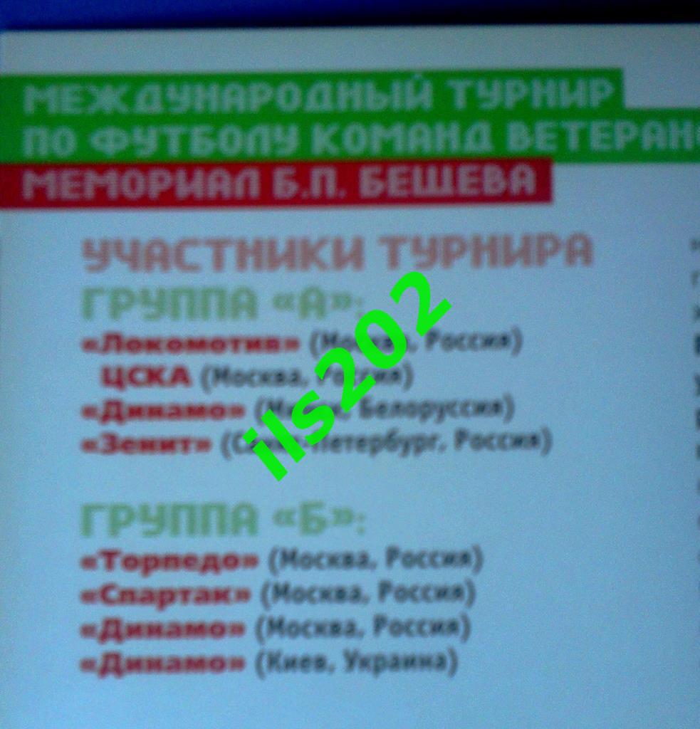 турнир Бещева Москва 2008 ветераны / участники в описании... 1