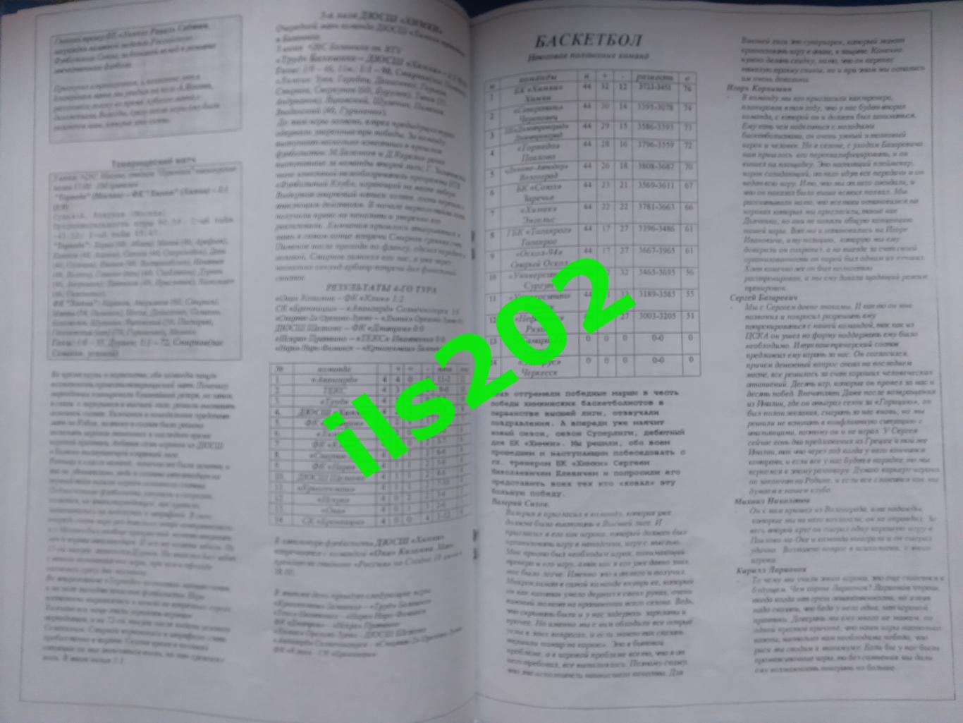 ФК Химки 1999 информационный вестник Команда № 5 (16) от 07 июня 2