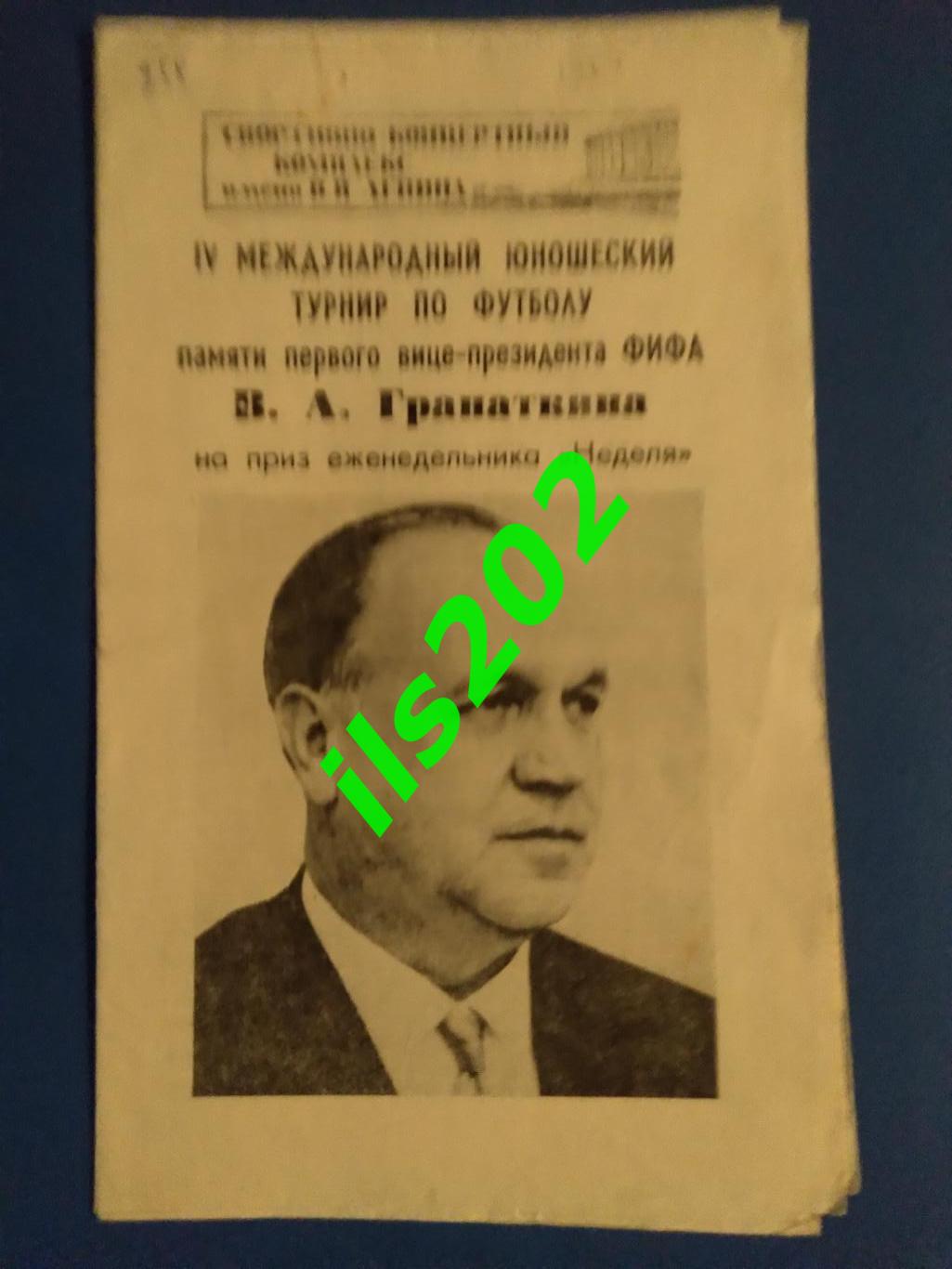 турнир памяти В.А. Гранаткина 1984 (сборная СССР юношеская)