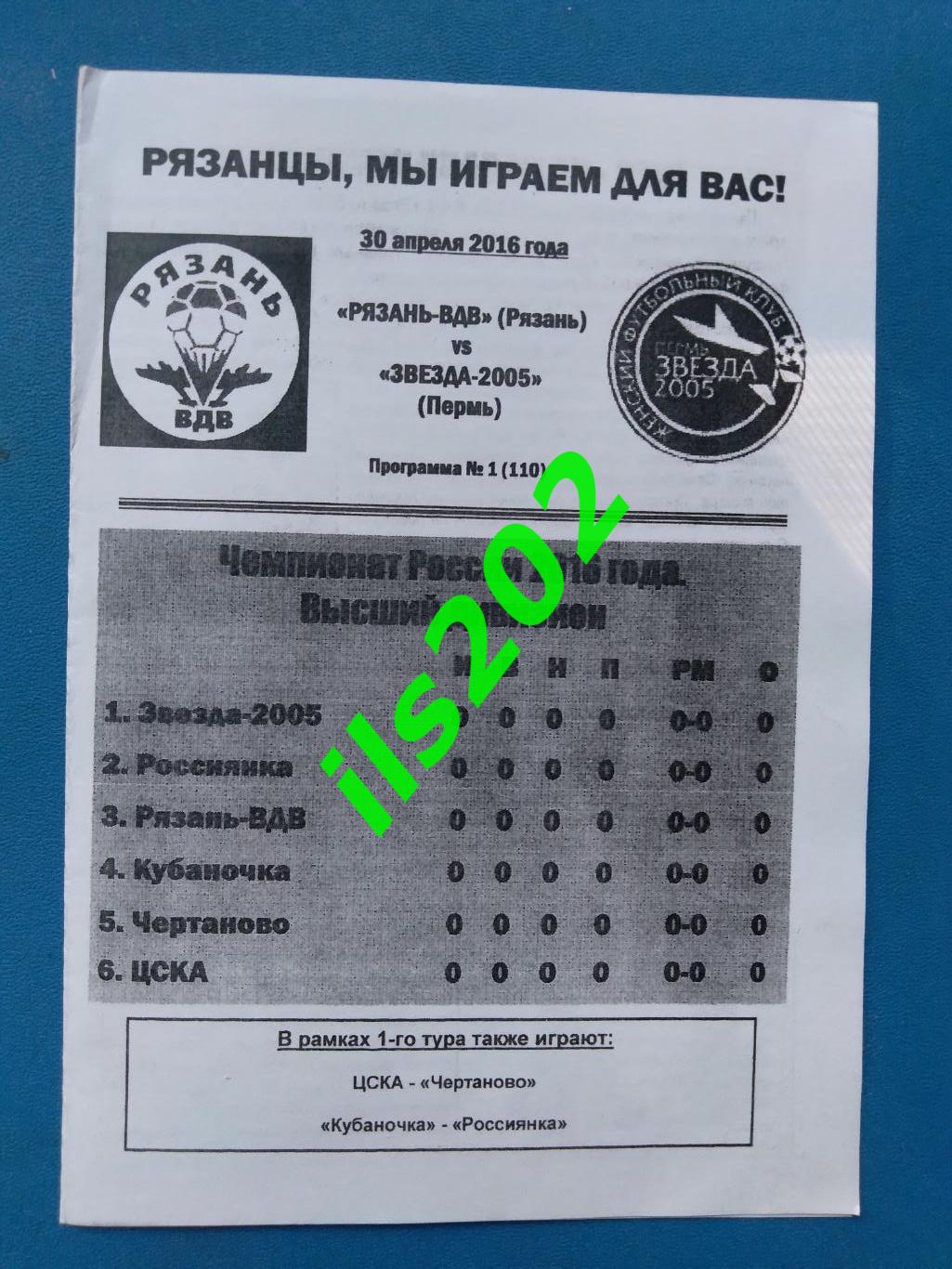 женский футбол Рязань-ВДВ - Звезда-2005 Пермь 2016