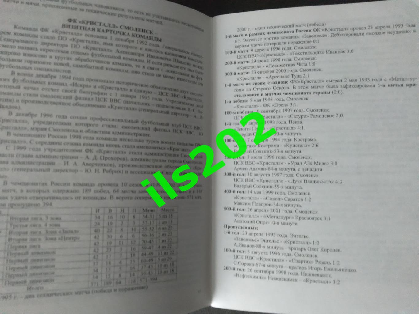 Кристалл Смоленск 2003 / 10 лет в большом футболе 1993 - 2002 / авторский 2