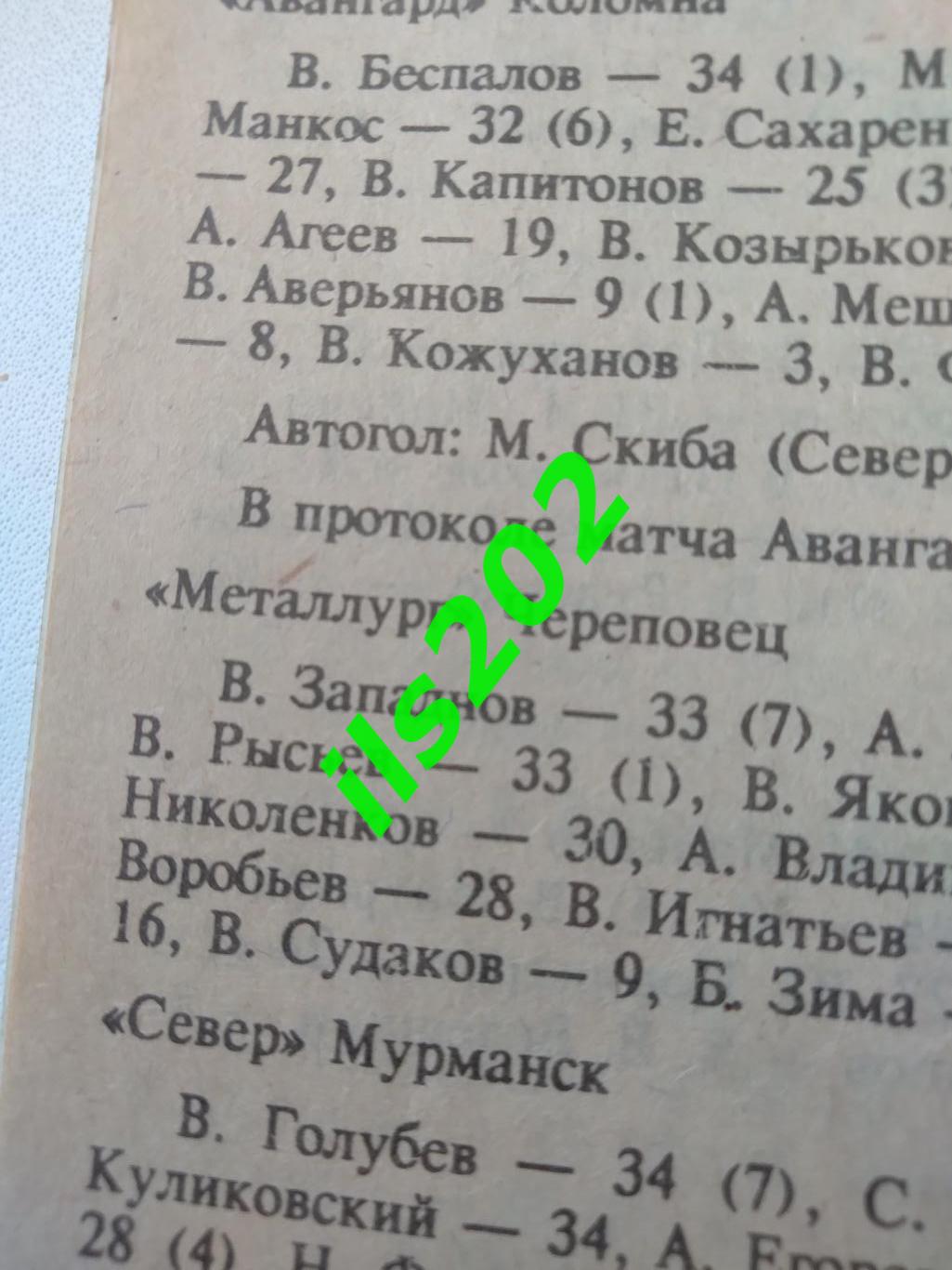 Москва 1992 / Статистика класса Б 1965 год 1 зона РСФСР 3