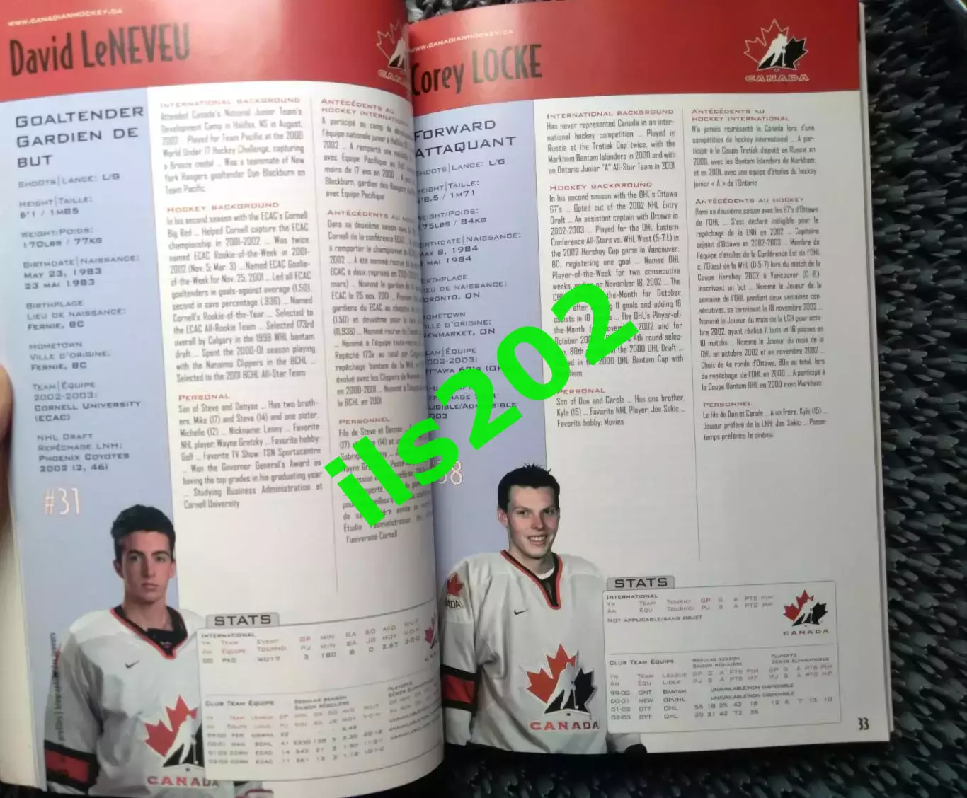 Хоккей чемпионат мира среди юниоров 2003 / Канада сборная медиа гайд 2