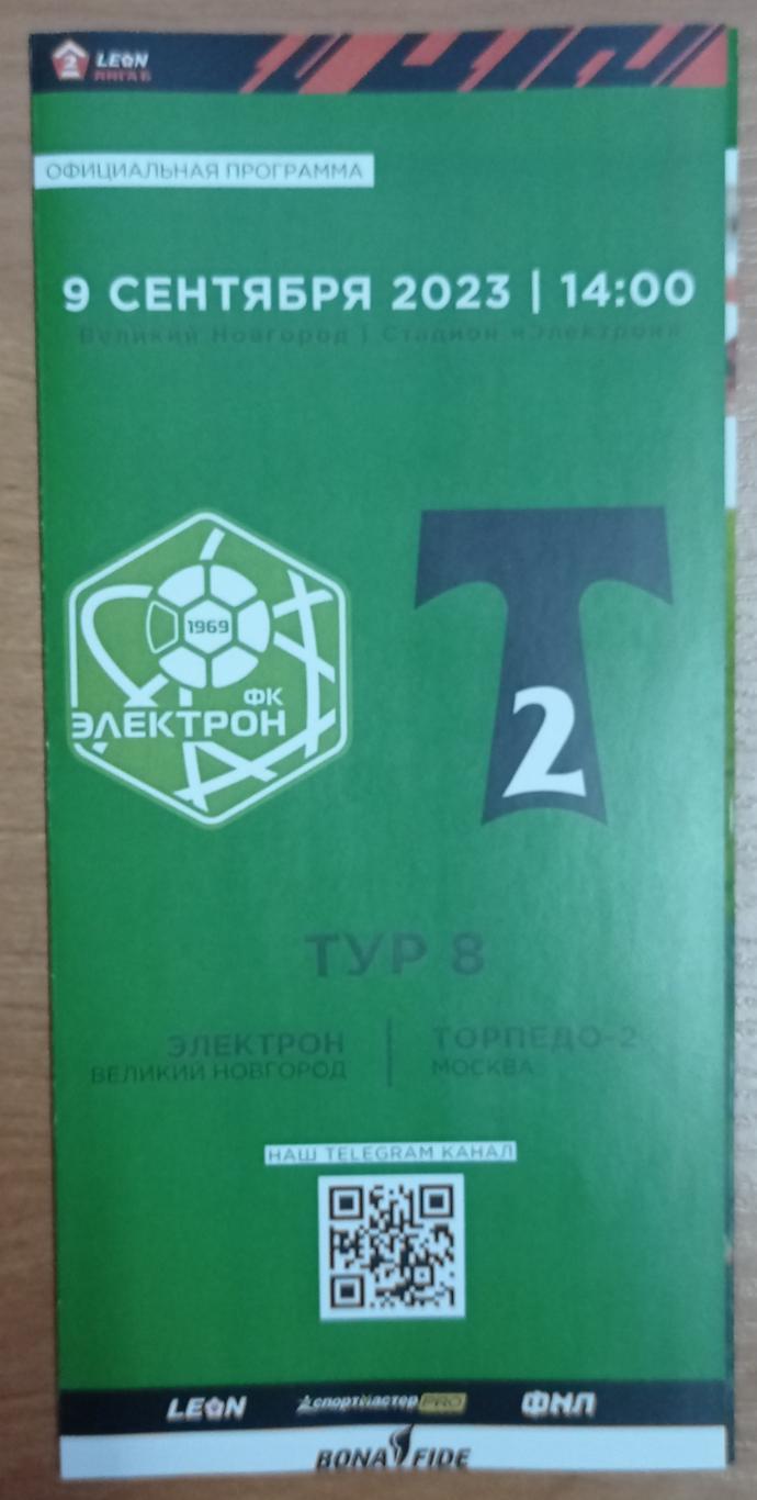 Программка Электрон (Великий Новгород) - Торпедо-2 (Москва)