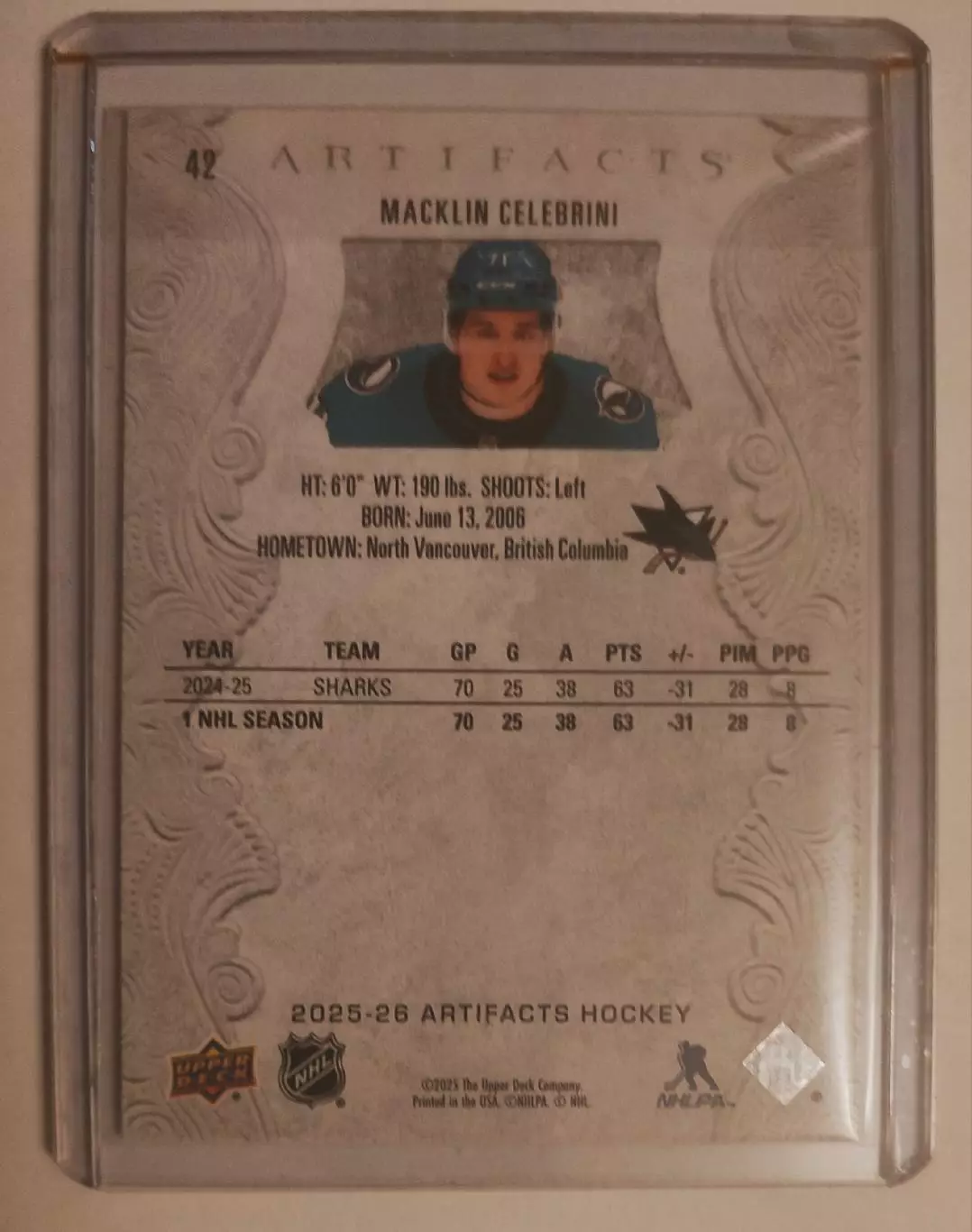 Маклин Селебрини НХЛ «Сан-Хосе Шаркс» 1