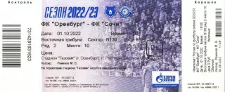 билет Оренбург - Сочи 01.10.2022-