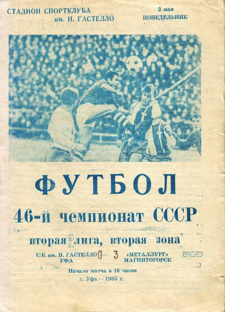 Гастелло Уфа - Металлург Магнитогорск 02.05.1983