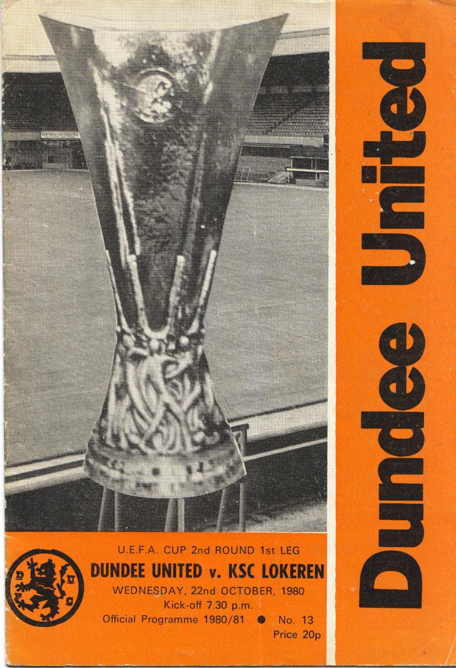 Данди Юнайтед Шотландия - Локерен Бельгия 22.10.1980
