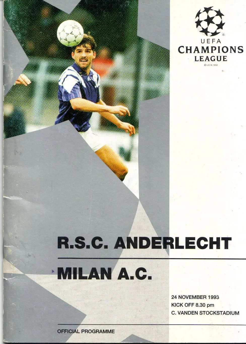 Андерлехт Бельгия - Милан Италия 24.11.1993