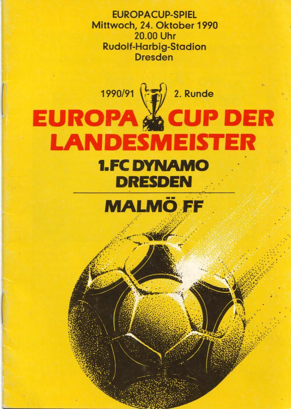 Динамо Дрезден, ГДР - Мальмё Швеция 24.10.1990