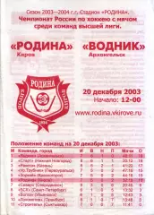 Родина Киров - Водник Архангельск 20.12.2003