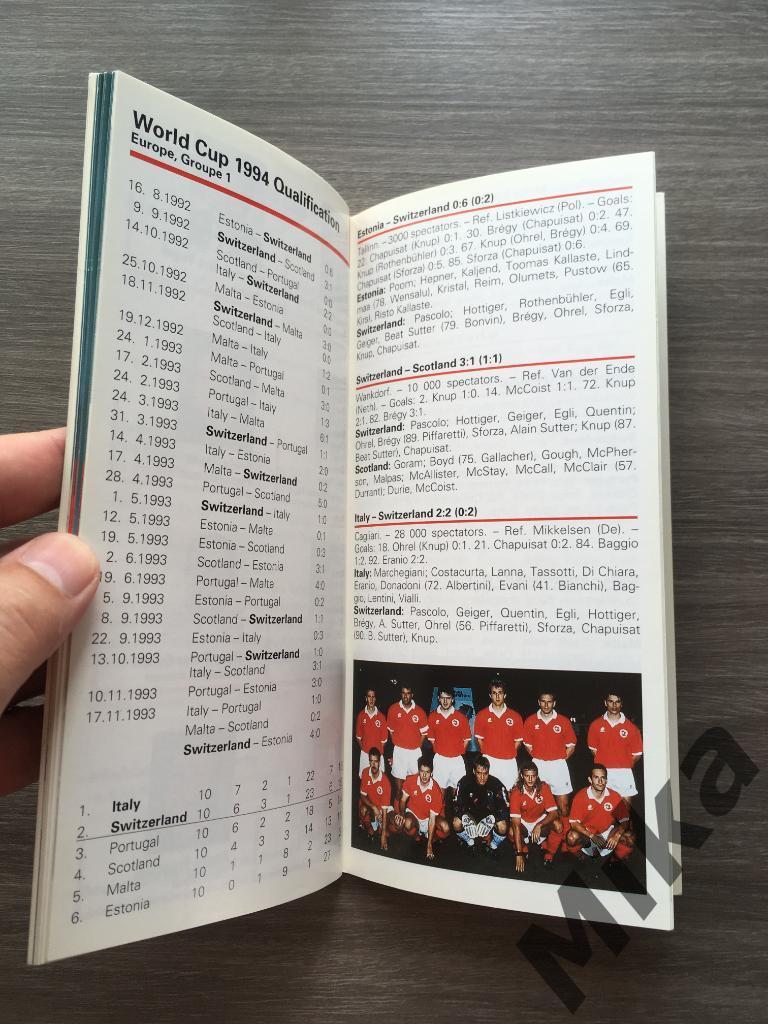 Буклет сборная Швейцария Чемпионат Мира 1994 2