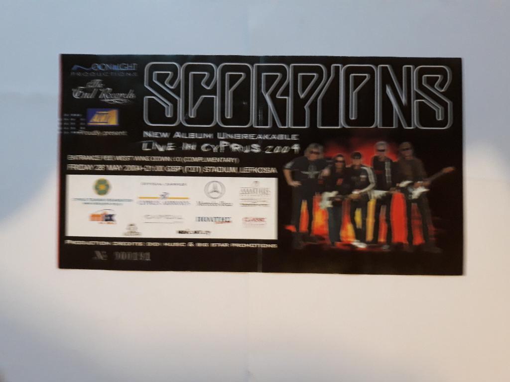 Билет с,,концерта..Скорпион..состо явшего ся,,в городе,,никосия 2004