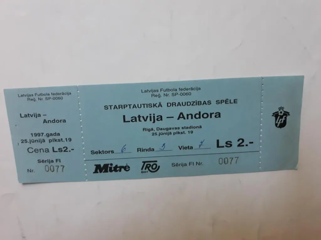 Латвия -- Андора 1997