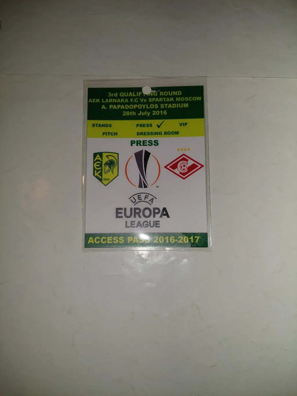 АЕК Л - СПАРТАК 2011,бейдж,