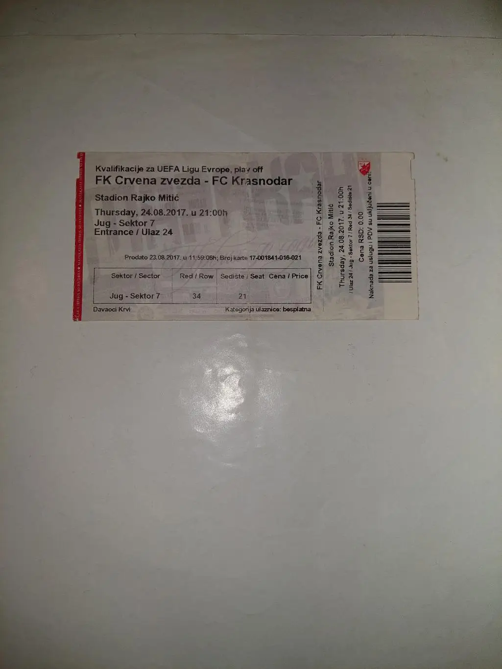 Црвена Звезда - Краснодар,2017