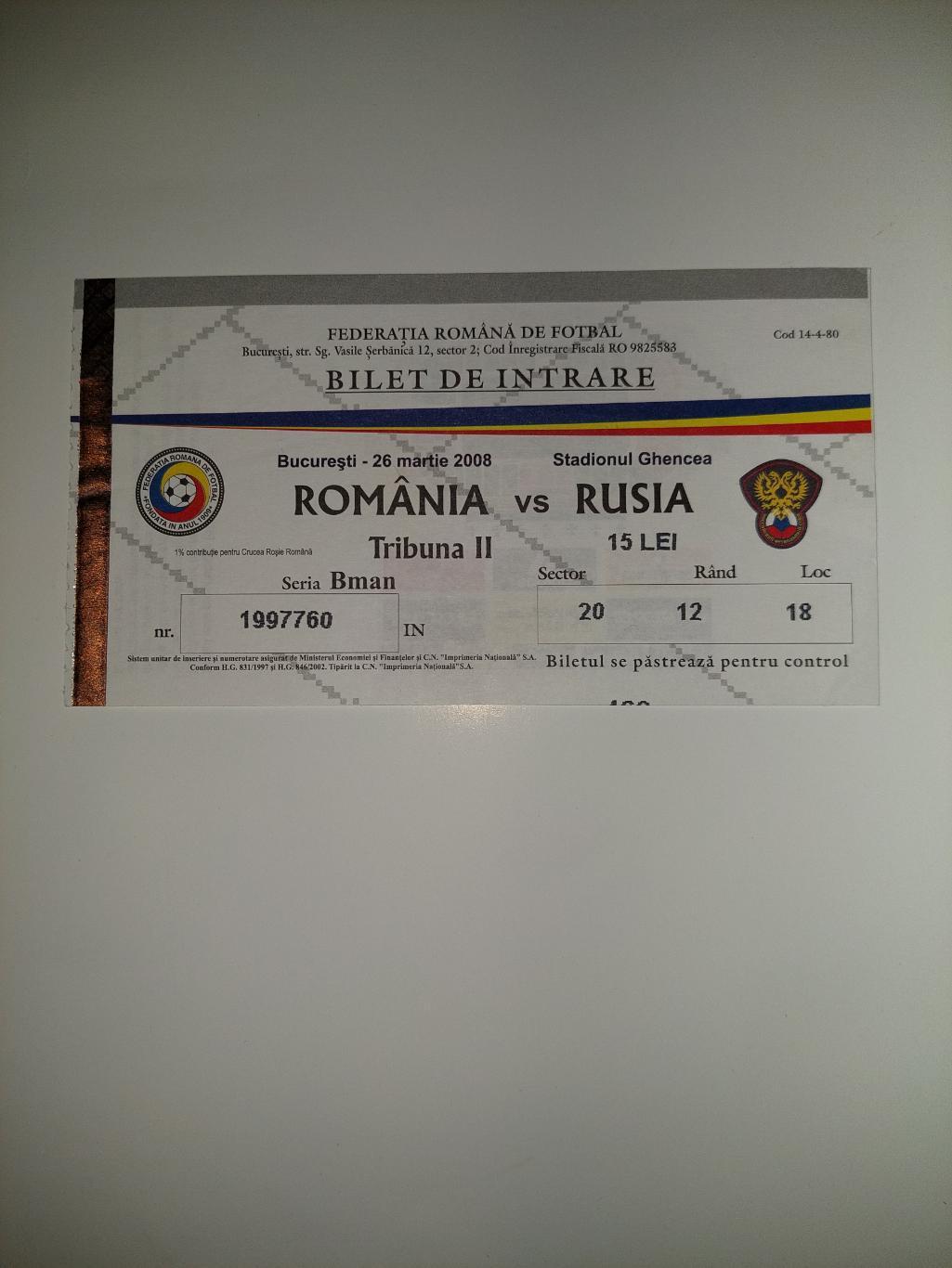 Румыния - Россия .2008