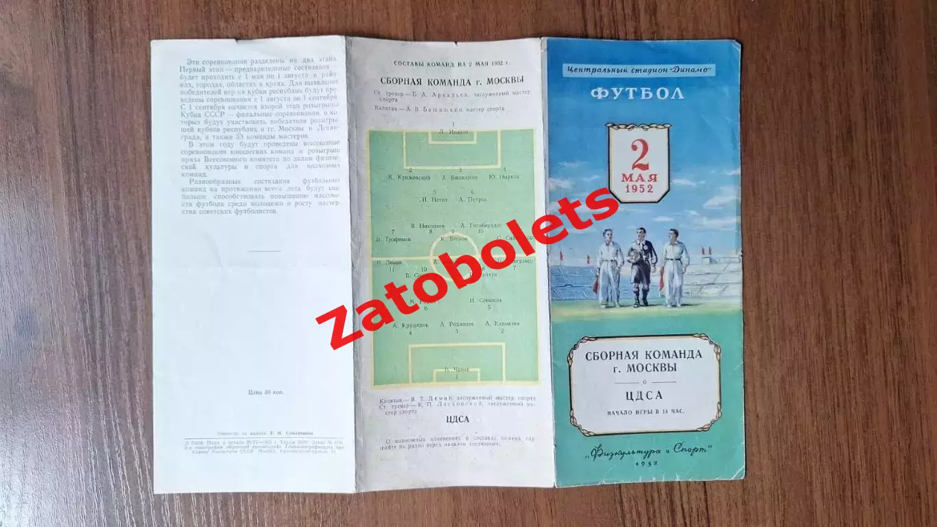 Сборная команда Москвы - ЦДСА 02.05.1952 СССР 1