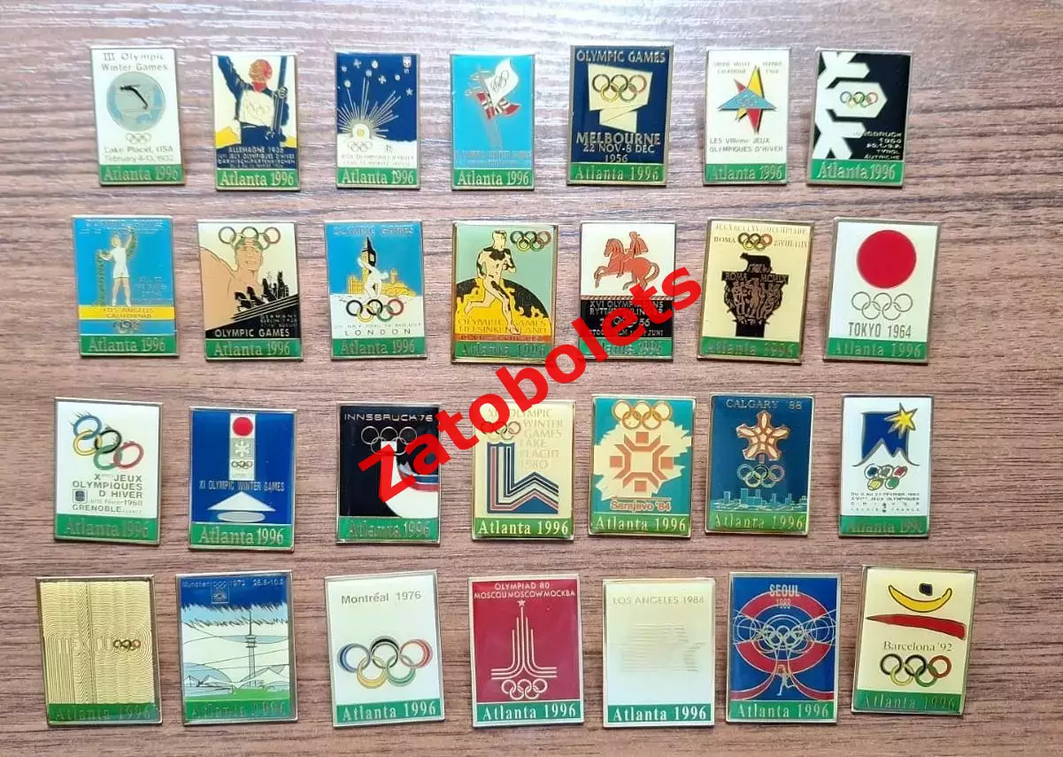 Значки Олимпийские игры эмблема логотип 1932 1996 Атланта США Олимпиада история 1
