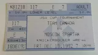 Билет Канада - Спартак Москва 18.12.1992 Кубок США
