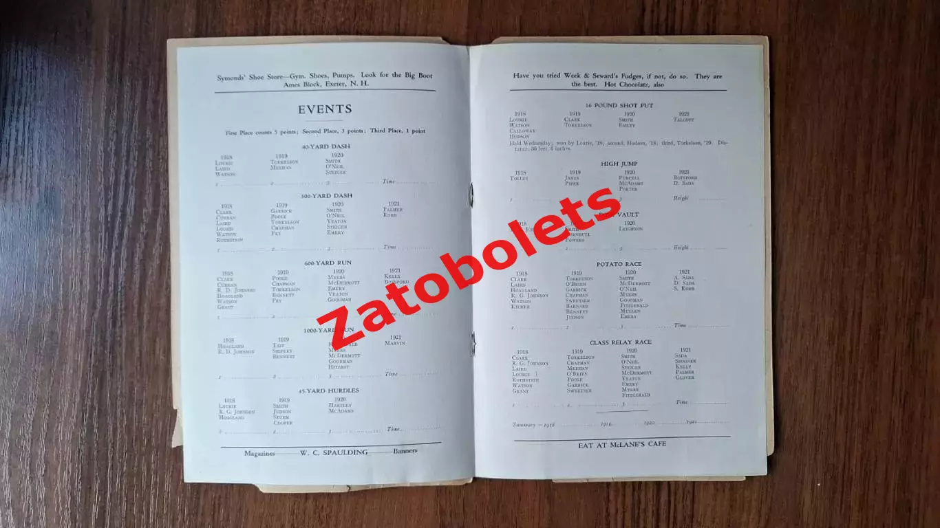 Легкая атлетика США Университетские соревнования 1918 год 2