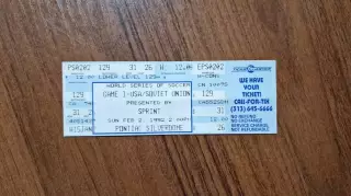 Билет футбол США - СССР 02.02.1992 Товарищеский матч