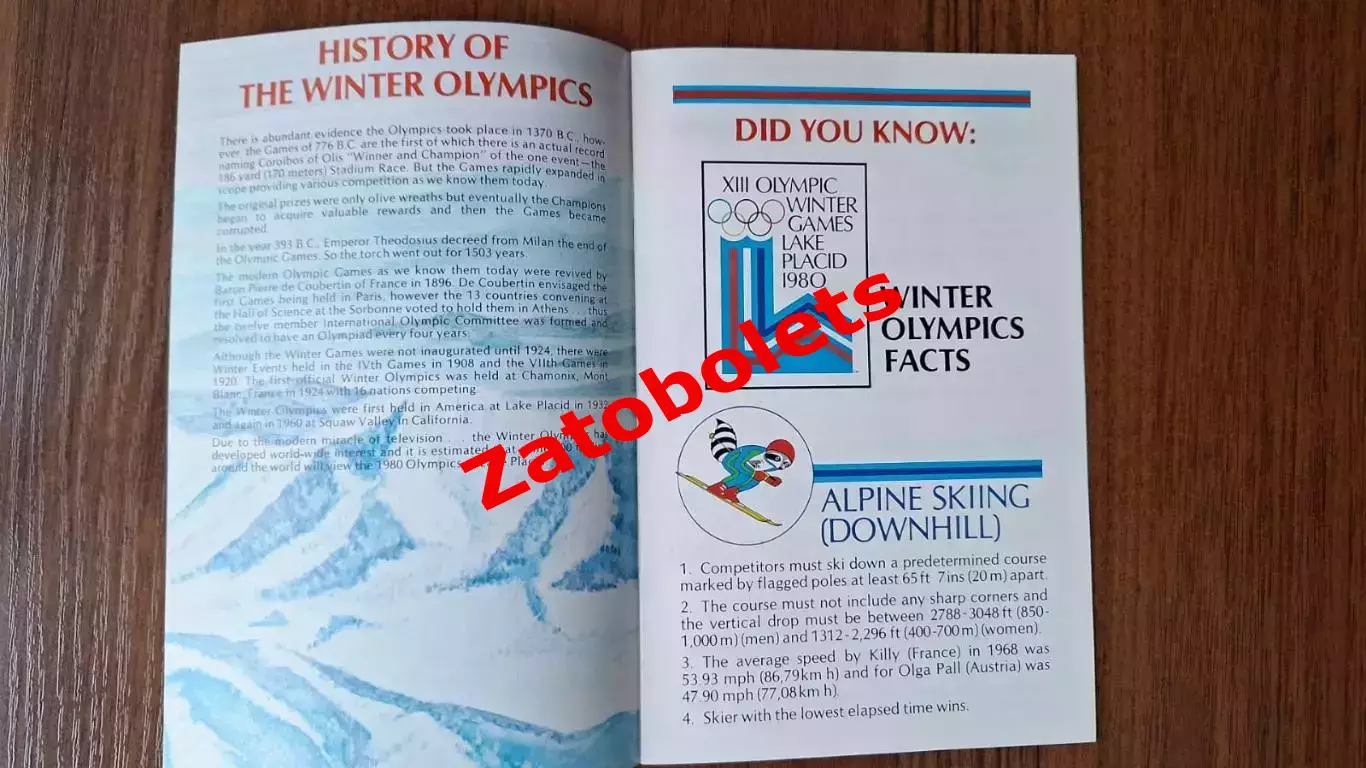 Олимпийские Игры Олимпиада Лейк-Плэсид 1980 США Книга фактов 3