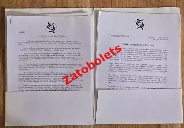 Хоккей Кубок Мира 1996 Пресс-кит / Сборная Россия 1