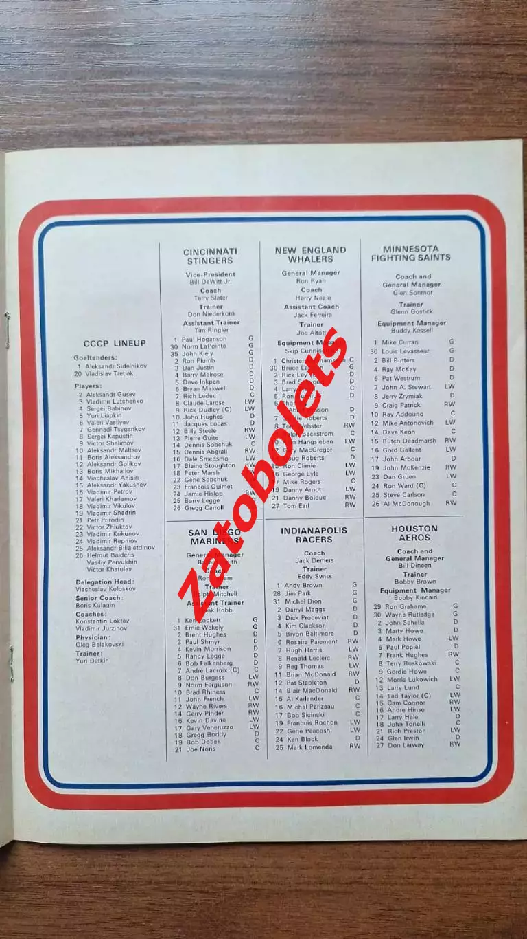 Канада США ВХА WHA - сборная СССР 1976-1977 Цинцинатти Миннесота Сан-Диего 1