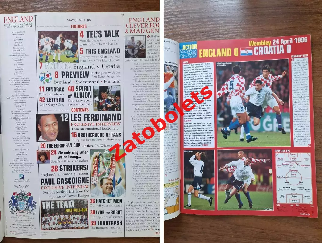 Сборная Англия Официальный журнал Май/июнь 1996 Чемпионат Европы Превью 1