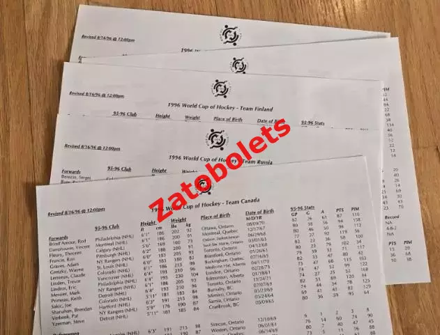 Хоккей Кубок Мира 1996 Пресс-кит / Сборная Россия 5