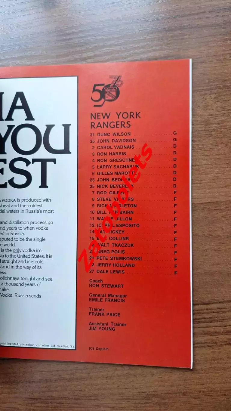 Нью-Йорк Рейнджерс НХЛ - ЦСКА СССР 1975 2
