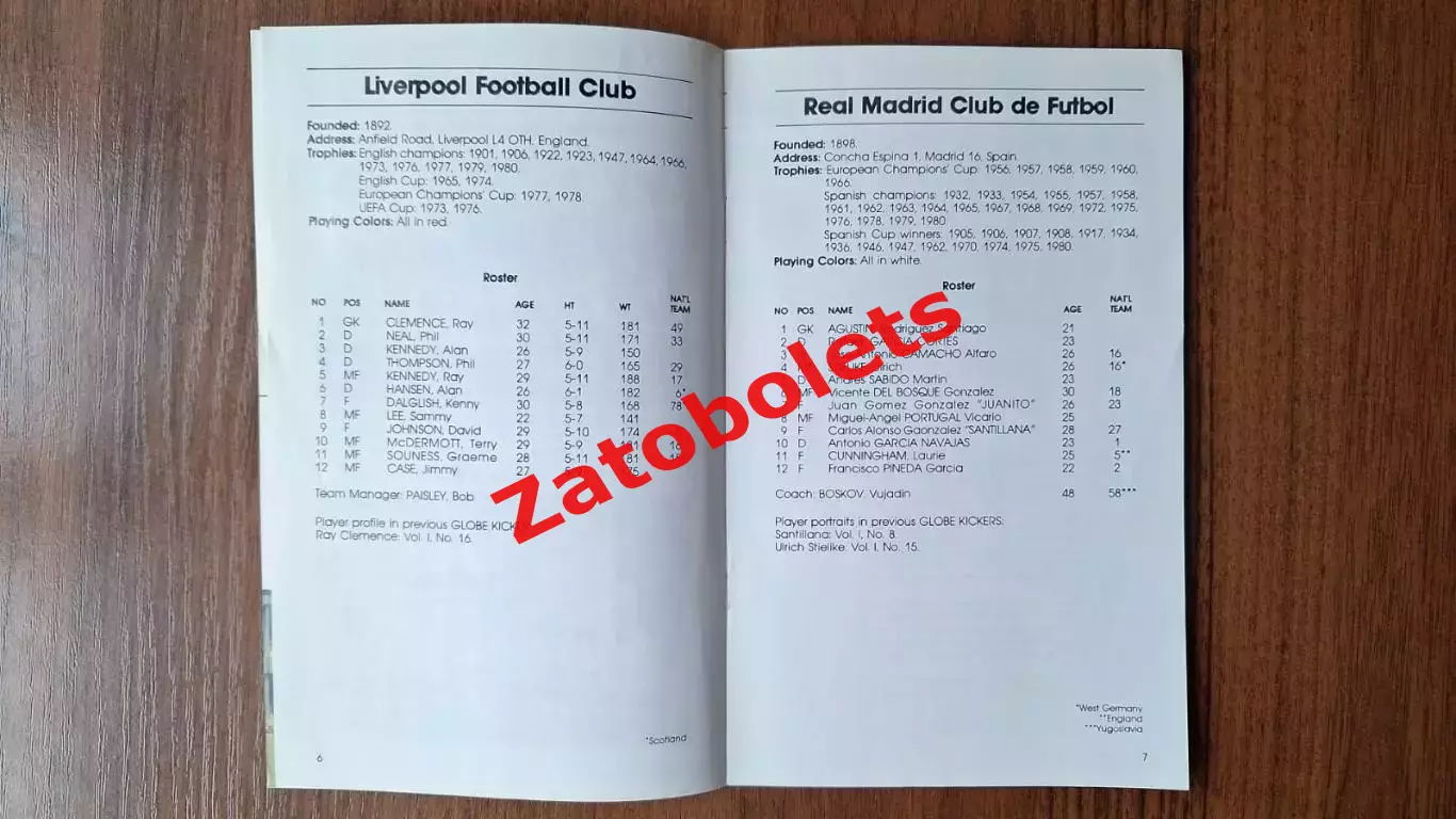 Ливерпуль Англия - Реал Мадрид Испания 1981 Кубок Чемпионов Финал Globe Kicker 4