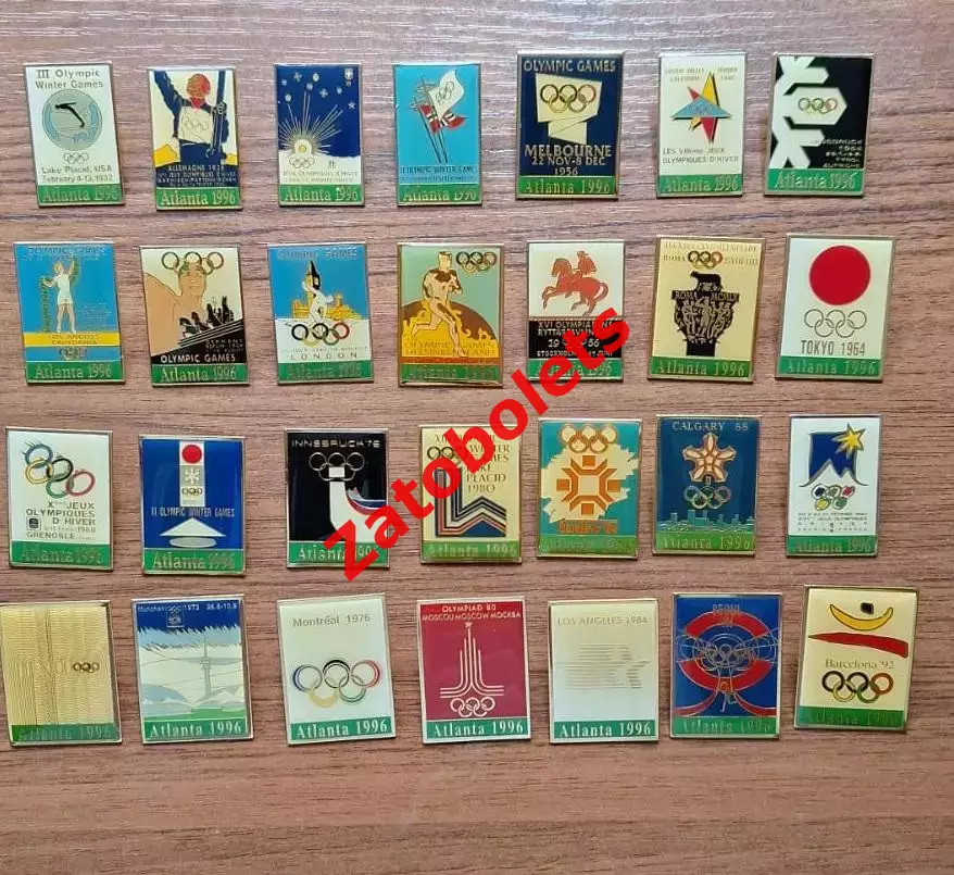 Значки Олимпийские игры эмблема логотип 1932 1996 Атланта США Олимпиада история