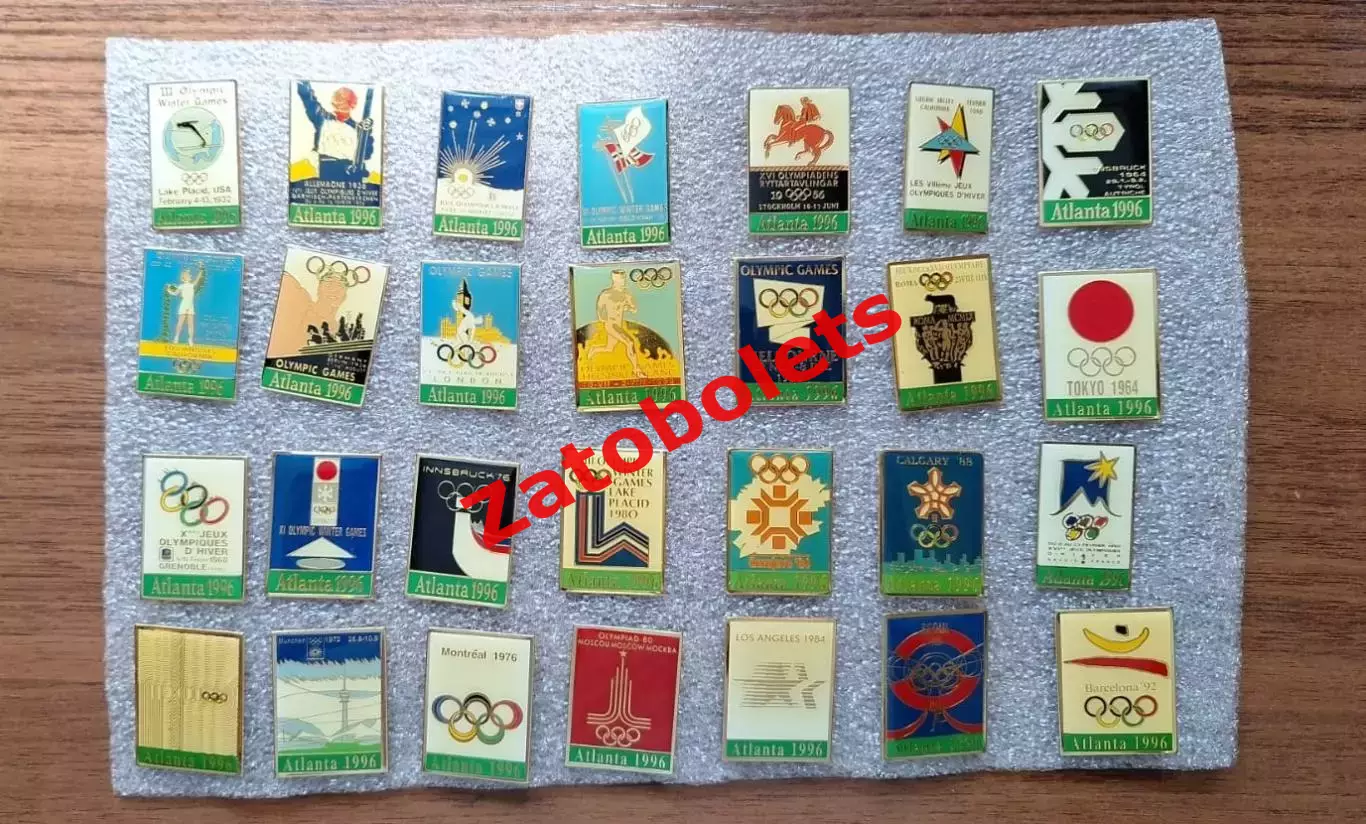 Значки Олимпийские игры эмблема логотип 1932 1996 Атланта США Олимпиада история 4