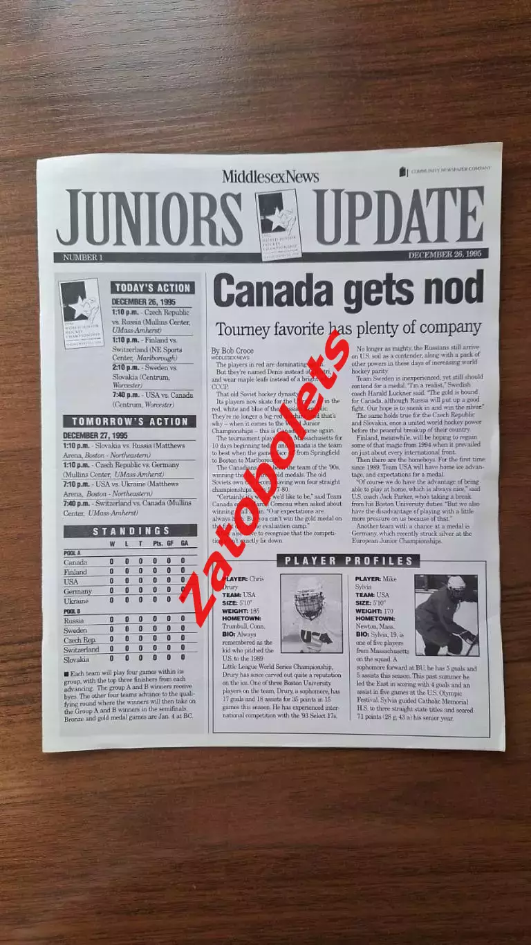 Чемпионат Мира 26.12.1996 США Молодежный Чехия - Россия