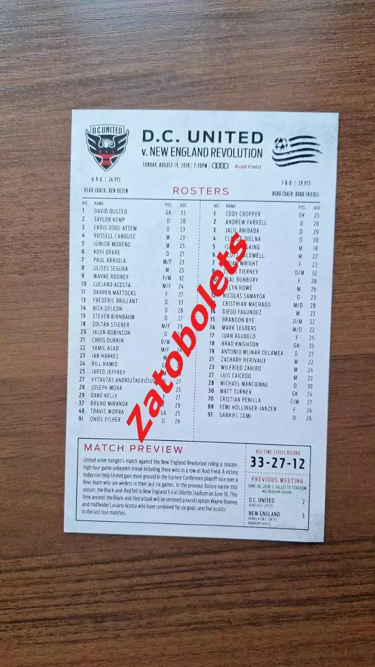 Ди Си Юнайтед США - Нью Ингленд Революшн 2018 Руни 1