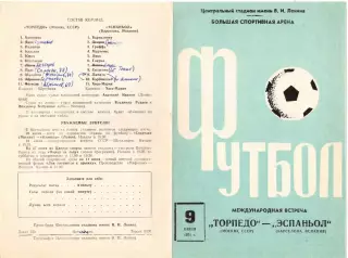 Торпедо Москва - Эспаньол 1971