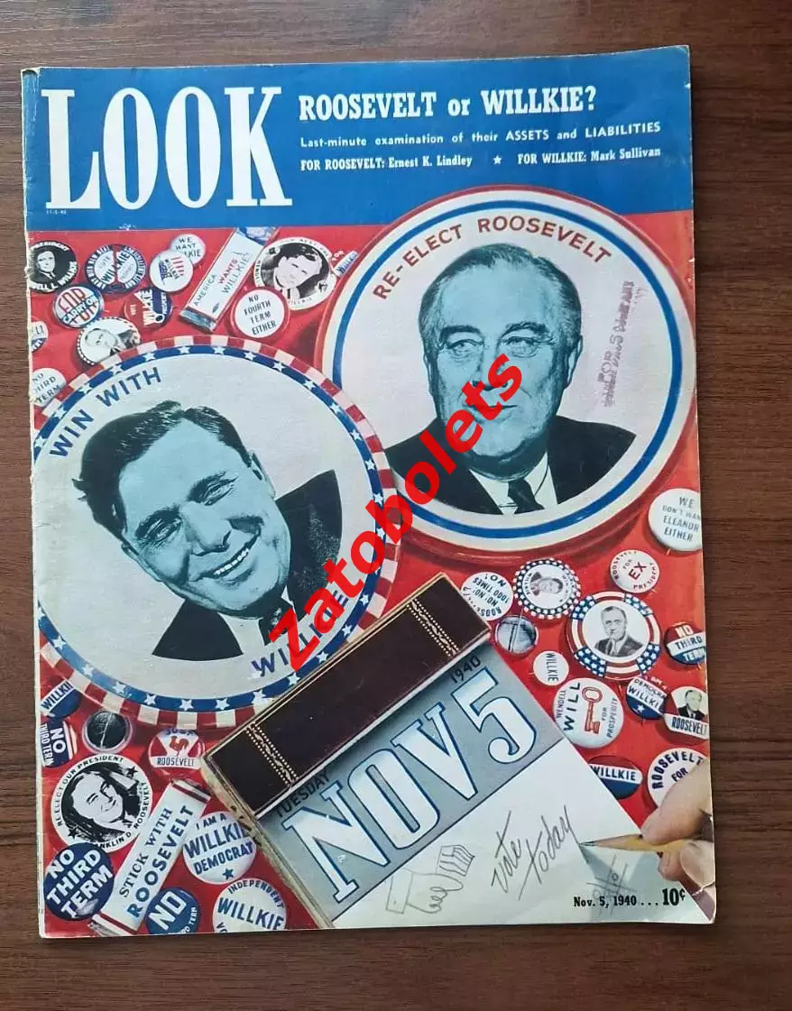 Журнал LOOK 05.11.1940 Выборы США Франклин Рузвельт Корабли Бокс Гейбл