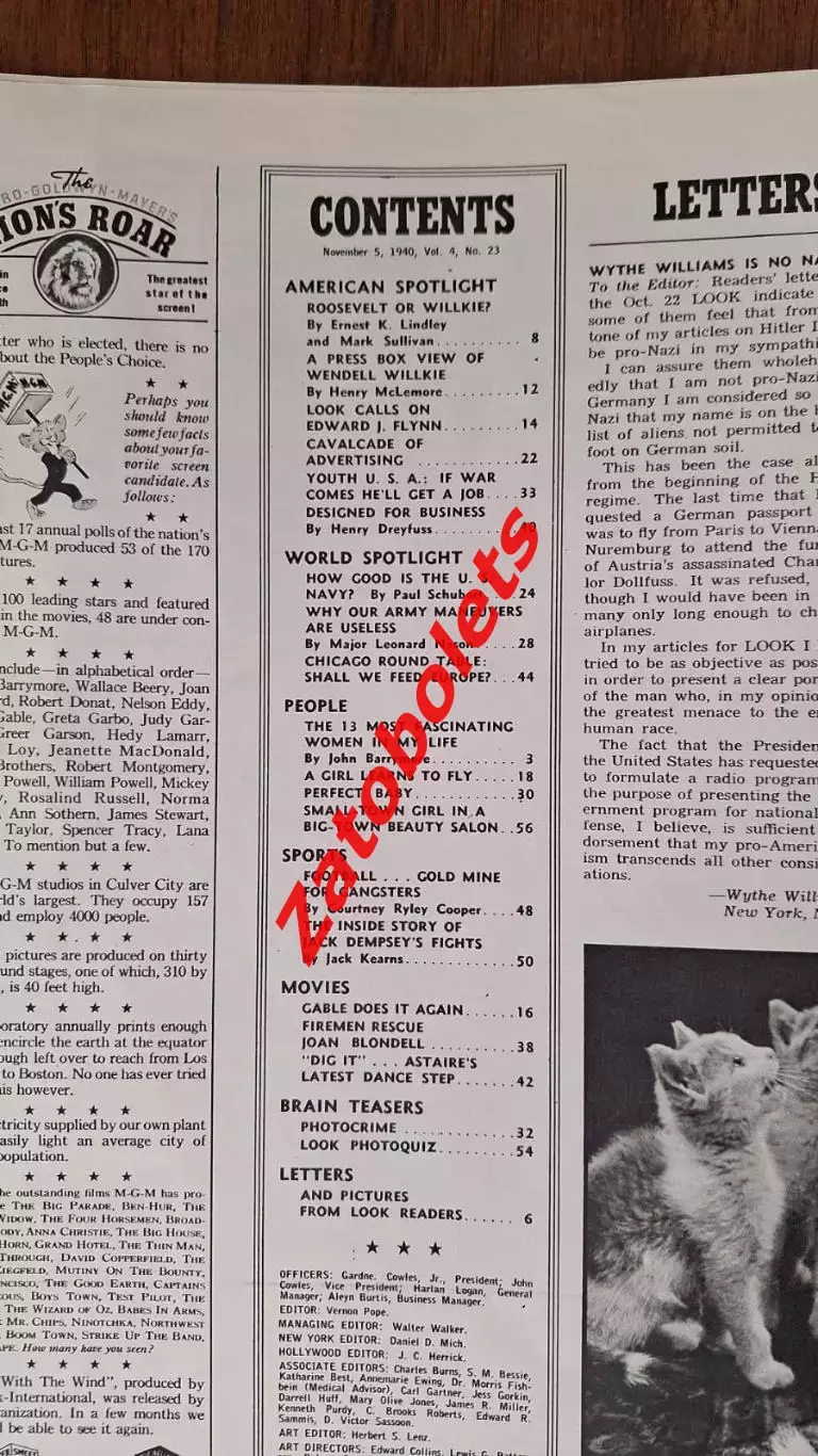 Журнал LOOK 05.11.1940 Выборы США Франклин Рузвельт Корабли Бокс Гейбл 3