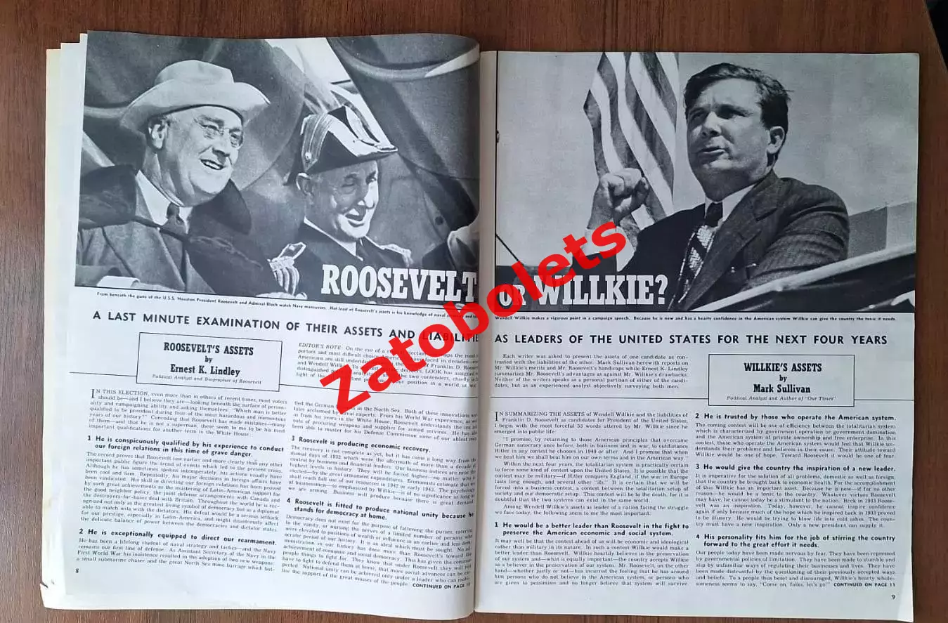 Журнал LOOK 05.11.1940 Выборы США Франклин Рузвельт Корабли Бокс Гейбл 4