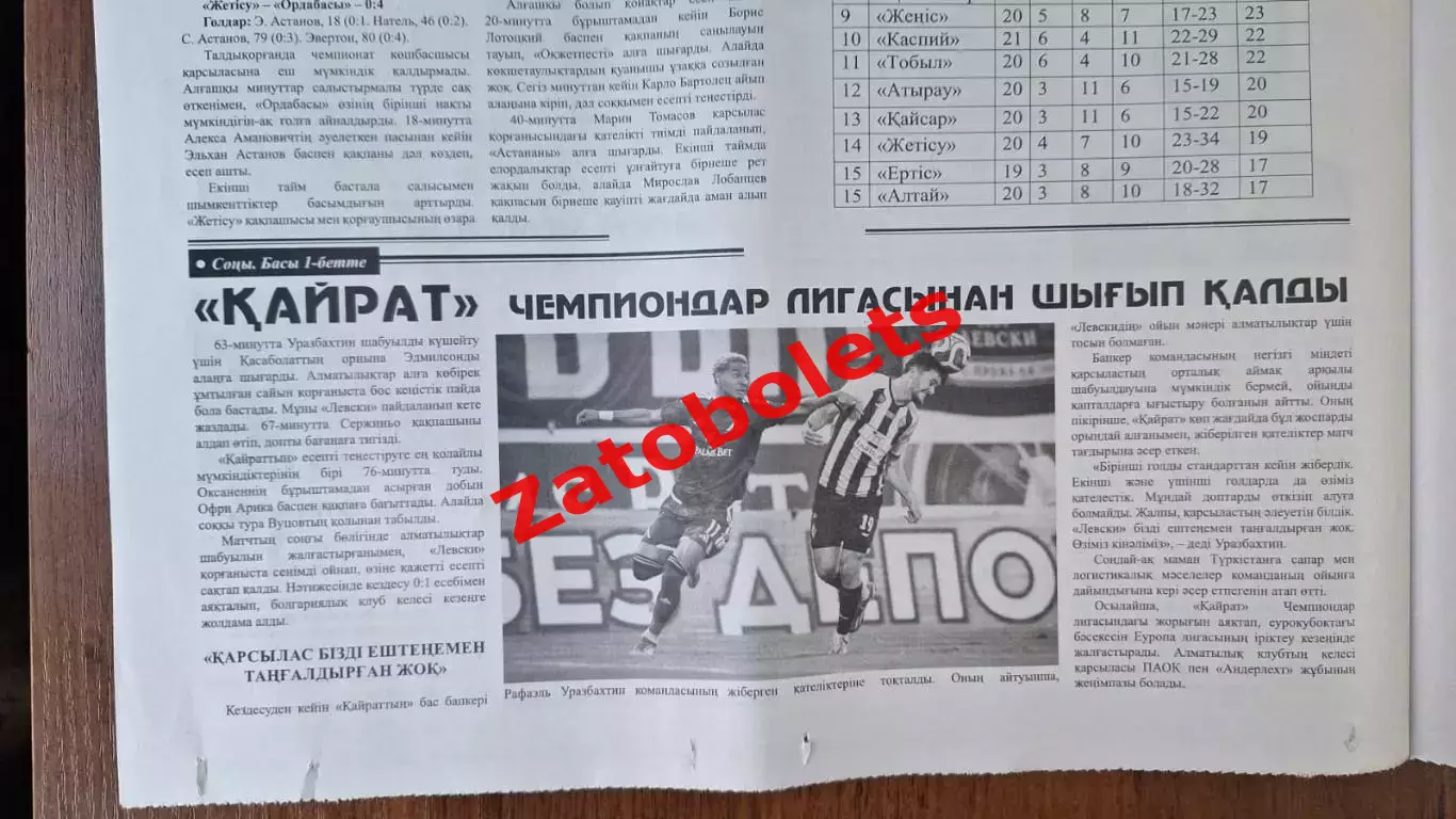 Кайрат Алматы Казахстан - Левски Болгария 2026 + Бокс + Барези Италия 2