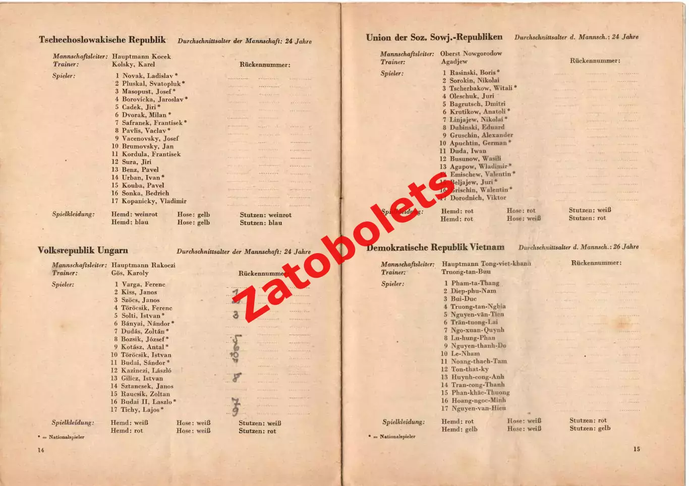 Турнир армий 1958 ГДР - ЦСКА Москва Программа на футбольный турнир 1