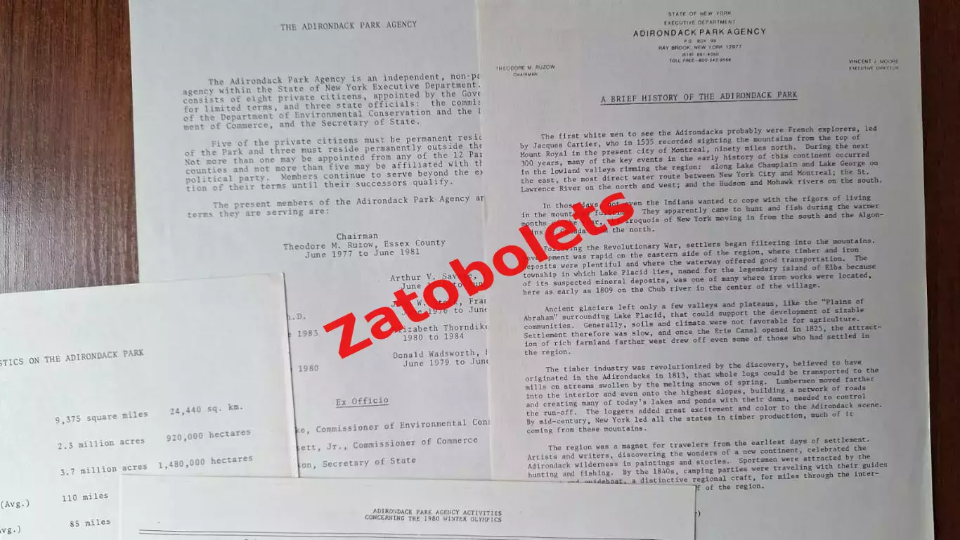 Официальная папка Агентства парка Адирондак Нью-Йорк, США 1980 Олимпиада 1
