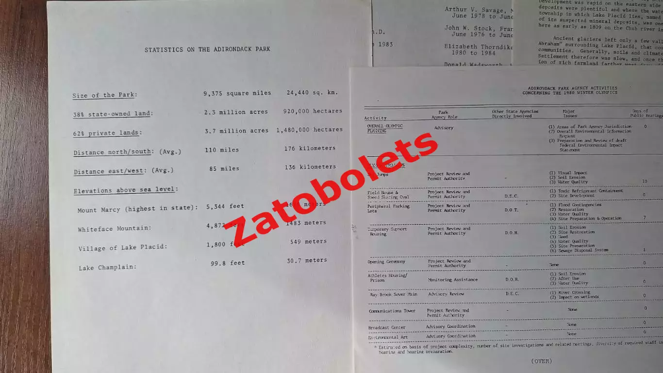 Официальная папка Агентства парка Адирондак Нью-Йорк, США 1980 Олимпиада 2