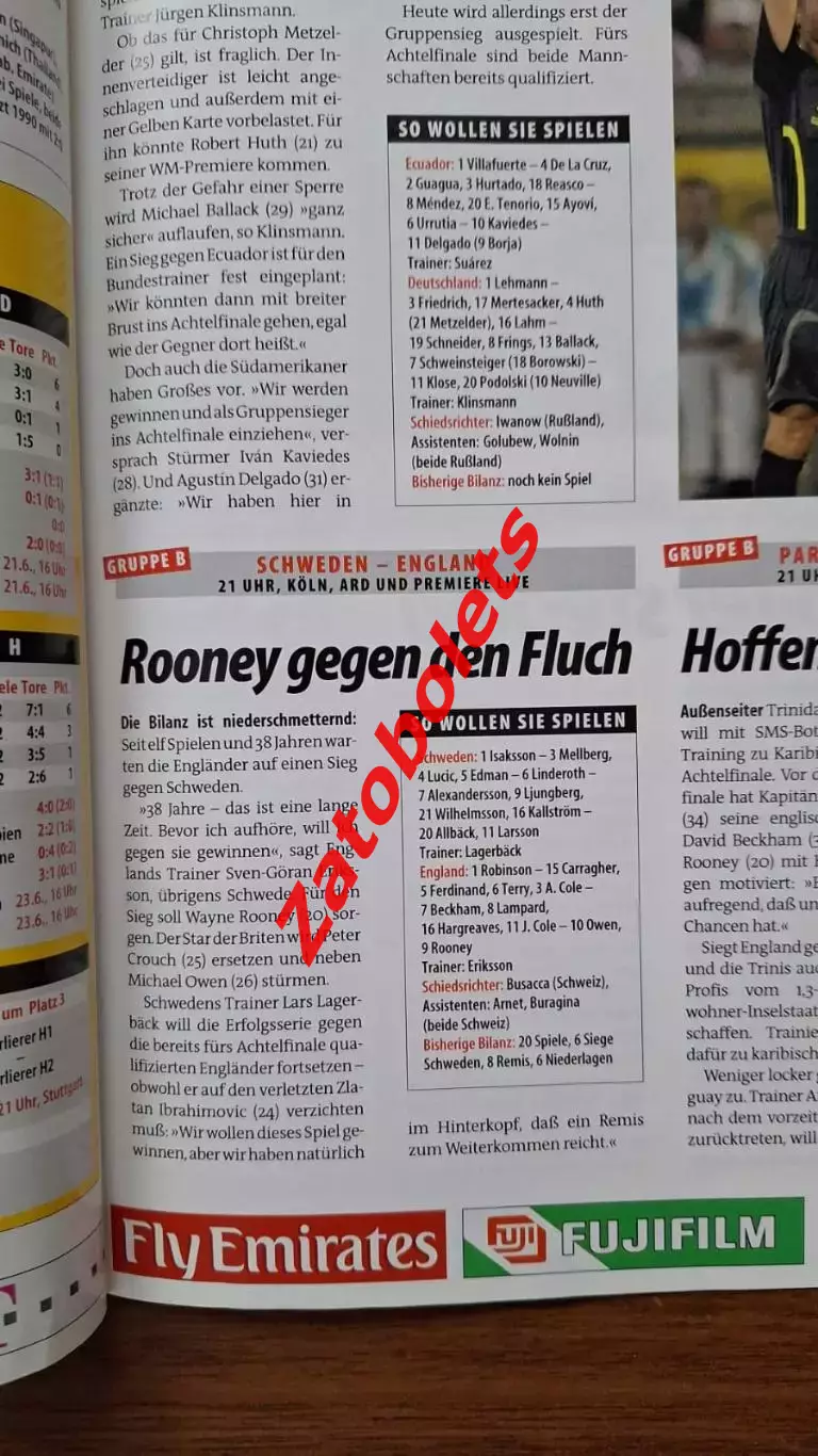 Англия - Швеция / Коста-Рика Польша / Эквадор Германия2006 Чемпионат Мира Bild 1